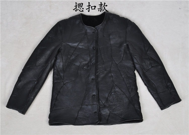 Cừu xén lông cừu một chiếc thắt lưng da lót len ​​với một mùa đông ấm áp áo gió da dài tay áo khoác ngoài trời áo choàng nam