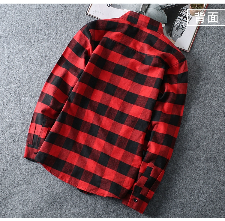 Áo sơ mi kẻ sọc nam tay dài phiên bản Hàn Quốc của xu hướng hoang dã bf port gió ins super fire couple áo khoác nam áo unisex