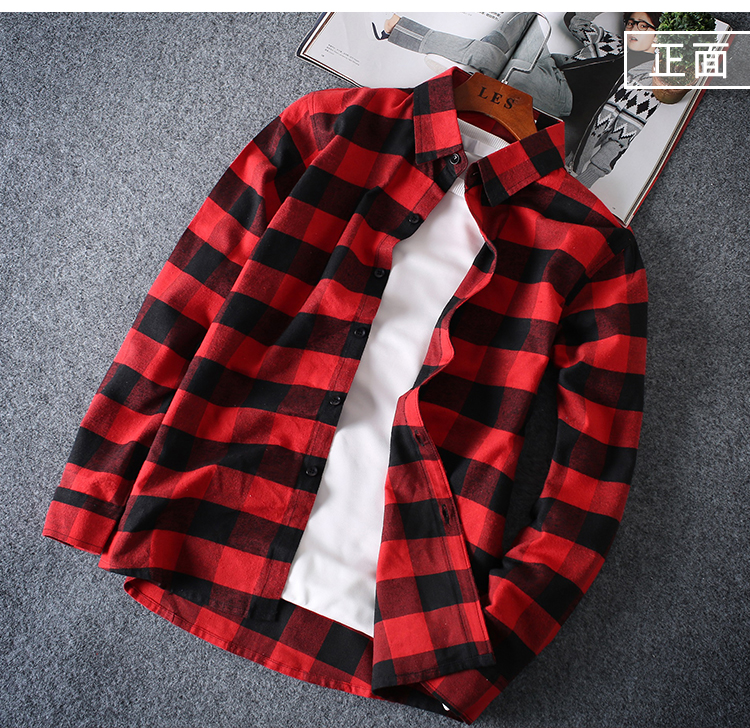 Áo sơ mi kẻ sọc nam tay dài phiên bản Hàn Quốc của xu hướng hoang dã bf port gió ins super fire couple áo khoác nam áo khoác cặp đẹp