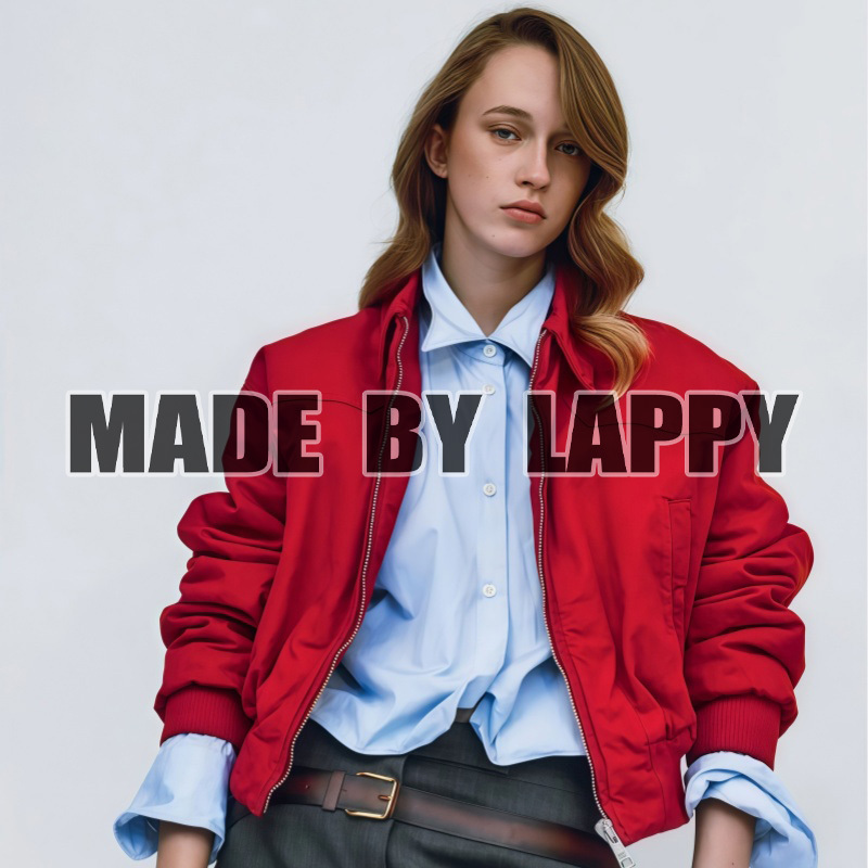 Lappy Autumn and Winter 25Ss Barn Style Lapel Jacket P Brand Unisex Prada Style Red Short Jacket