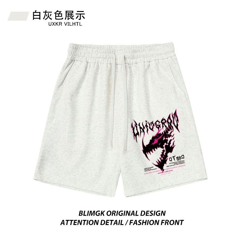 High Street American Style Boys' Shorts Summer Wear for Older Children Trendy Brand Cool National Style Dragon Print Sports Shorts