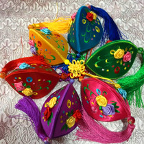 Qingyang fragrant bag embroidered with opening smile pendant with three sides embroidered with embroidered smiling mouth often open pocketbook