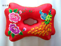 119 Qingyang embroidery hand-embroidered flower ear pillow to fill buckwheat leather cervical spine healthcare pillow for the elderly