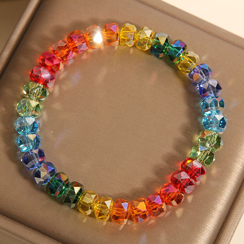 Rainbow Crystal Bracelet for Women, Light Luxury, Niche, Exquisite, High-End Dopamine Crystal Bracelet, Gift for Students and Best Friends