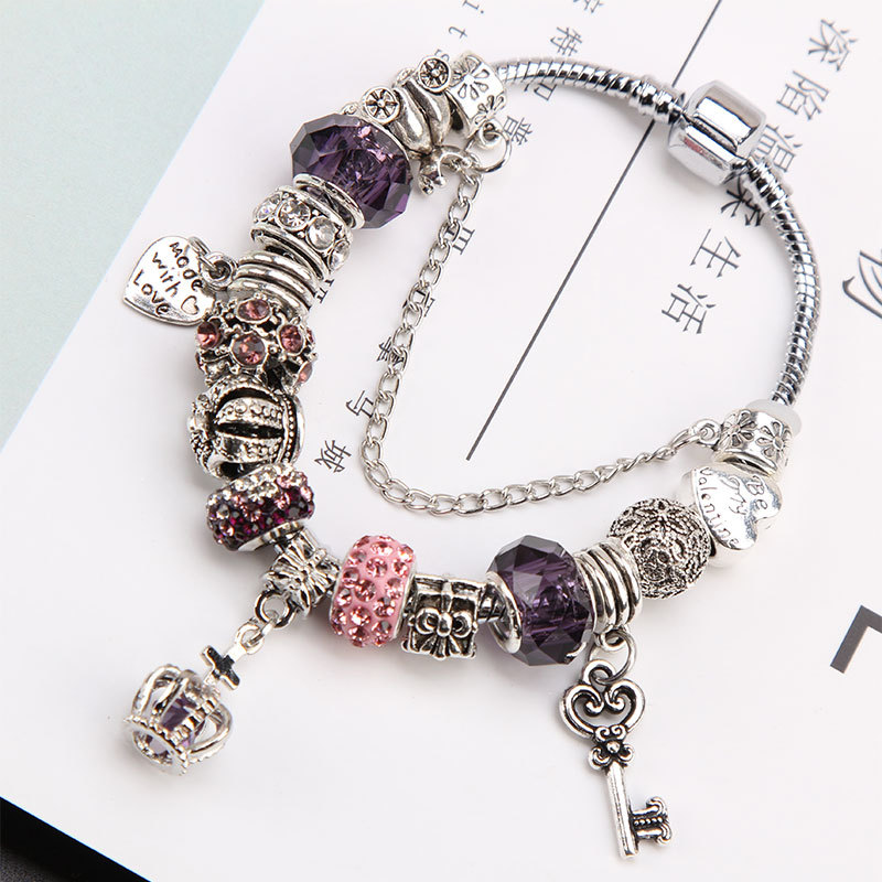 Korean Dongdaemun DIY Bead Bracelet for Women, Korean Style Crown Pendant, Simple Bracelet, Versatile Student Best Friend Bracelet Korean Dongdaemun DIY Bead Bracelet for Women, Korean Style Crown Pendant, Simple Bracelet, Versatile Student Best Friend Bracelet