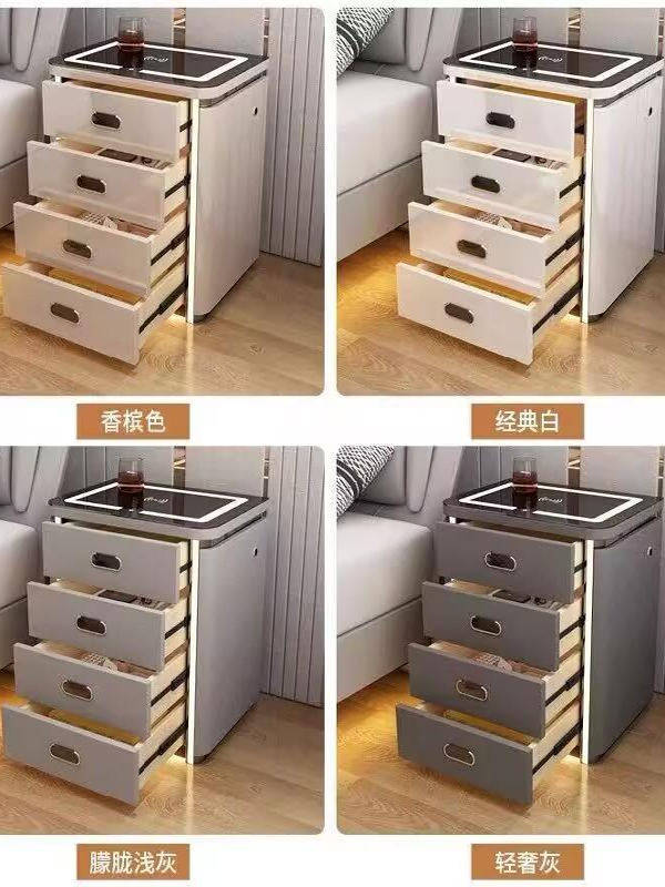 Smart Bedside Table Safe Integrated Home-Use Four-Drawer Multifunctional Wireless Speaker Facial Recognition Fingerprint Safe