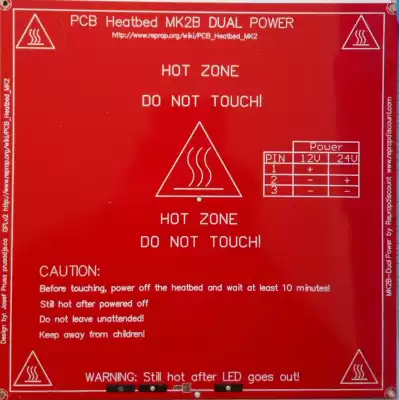 3D printer PCB hot bed Mk2b 12 24 dual 214x 214mm Mk2a