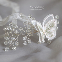 Ins beautiful and romantic super fairy rhinestone butterfly wrist flower conference celebration Korean wedding bride bridesmaid bracelet flower