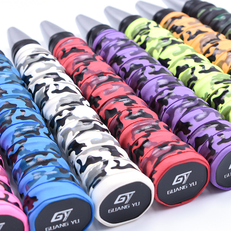 Camouflay keel hand offset printing thickened badminton racket sucking sweat with fishing rod anti-stalking band