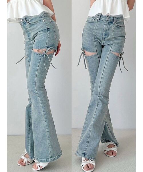 Free Shipping*Twins Tokyo Purchase Resexxy Genuine Lace-Up Cut-Out Jeans 152542419101