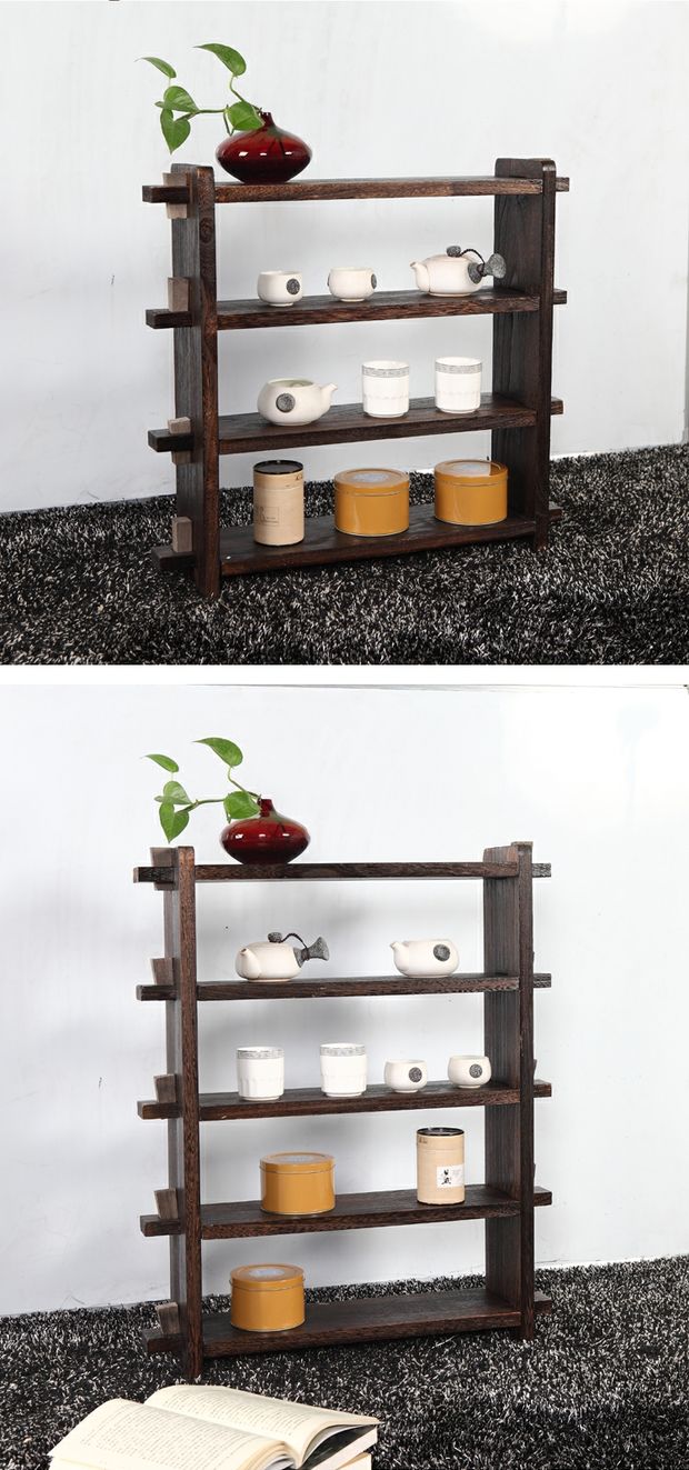 Kệ gỗ đặc, giá đỡ ấm trà, giá để trà - Kệ tủ sách treo tường