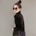Áo nhung vàng nữ dài tay mùa thu đông phiên bản Hàn Quốc của nữ triều lớn áo cổ cao cạp cao áo thun rộng là áo mỏng sơ mi nữ đẹp Cộng với kích thước quần áo