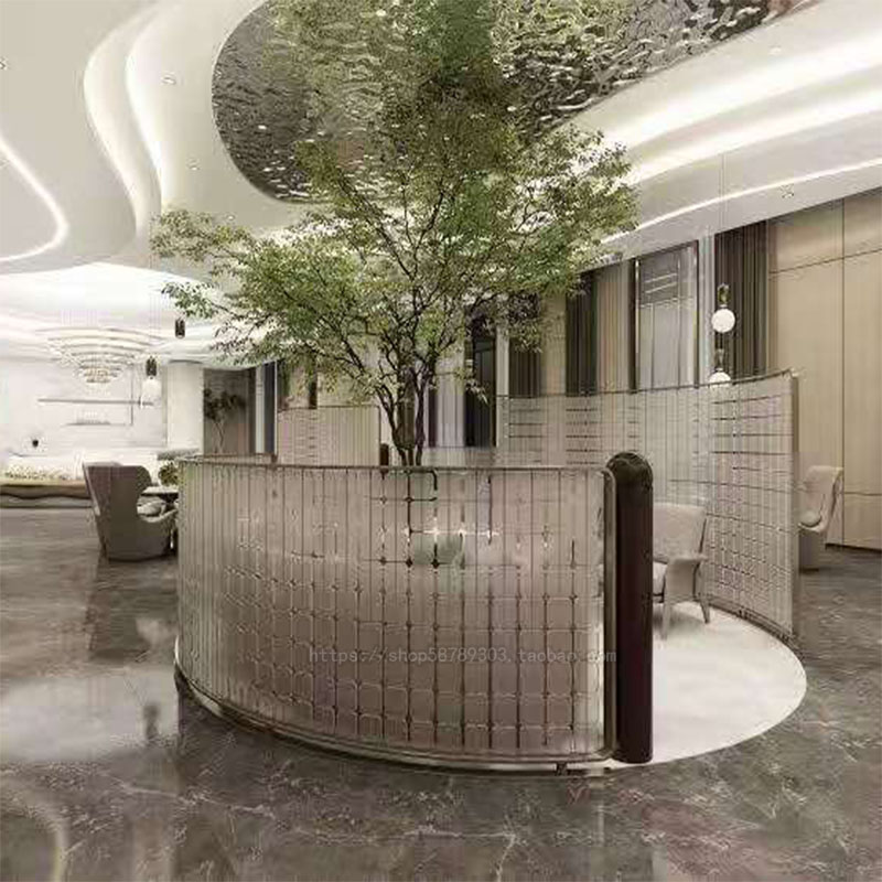 Water Wafer Rounded Edges Screen Color Trim Commercial Space Partition Background Wall Arc Frosted Glass Partition Small Pieces