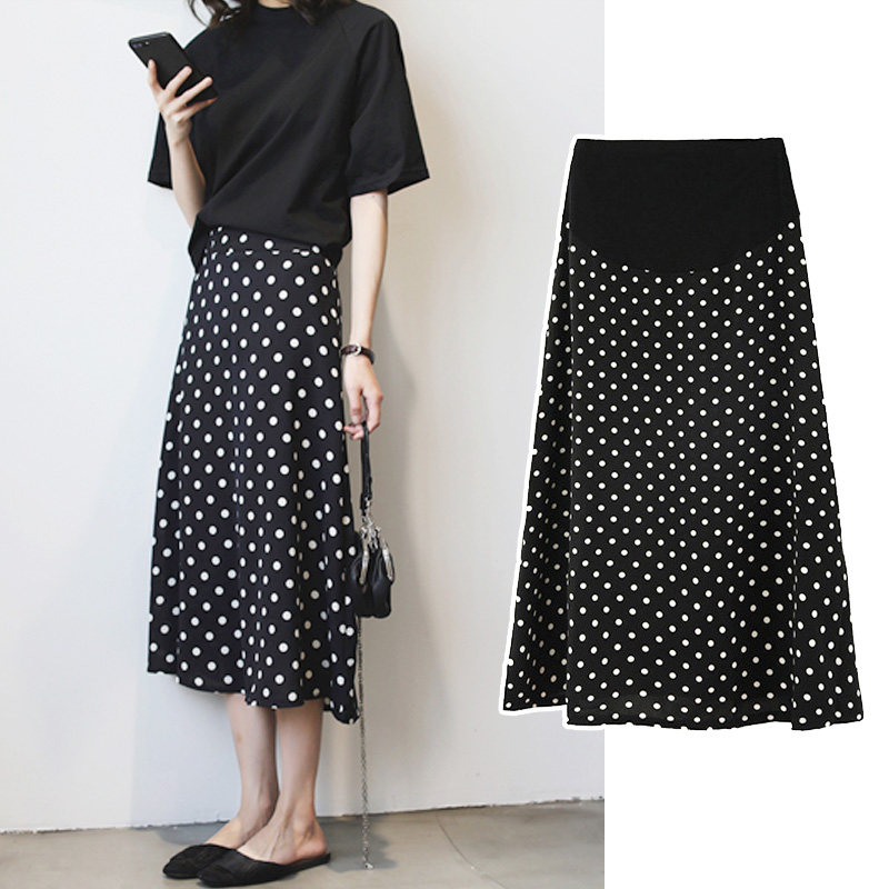 Pregnant woman wave dot half-body dress summer Han edition of large-scale fashion middle-sized long belly skirt snowspin A-word lower body skirt