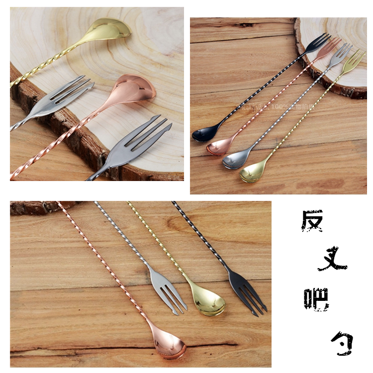 Мешалка 金铭轩 日式反三叉细螺纹长吧勺螺纹吧勺 搅拌棒螺旋搅拌吧更吧匙