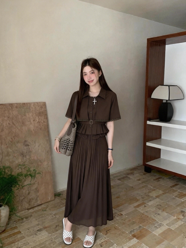 Old Money Style Casual French Fashion Detachable Cape Jacket with Lace Vest Top for Women