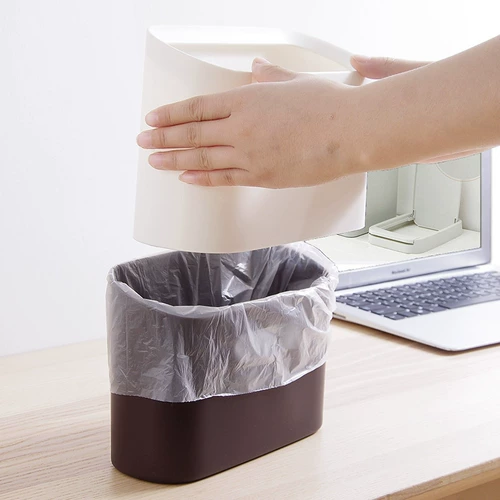 Нордические мусорные баки, крышка без крышки кухня кухня гостиная спальня офис личность творческий рабочий стол двойной пластиковую бумагу корзину