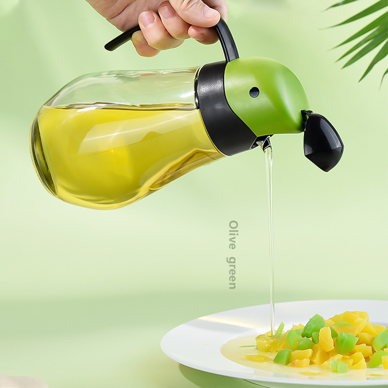 Automatic opening and closing glass oil pot Leak-proof soy sauce bottle Kitchen oil vinegar tank Household seasoning bottle Wine spray pour oil bottle