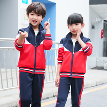  Spring and autumn primary and secondary school students uniform long-sleeved suit Junior high school and high school class clothes Mens and womens sports park clothes group clothes customization