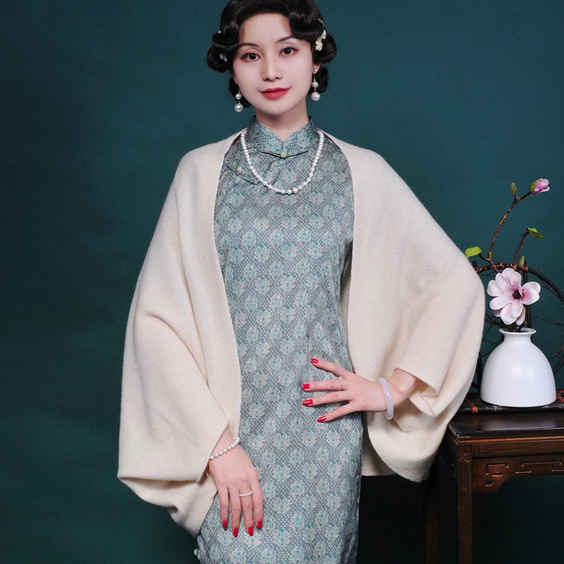 2026 Early Spring New High-End Wool Knit Cardigan Cheongsam Outerwear Shawl Batwing Sweater Cardigan Vest