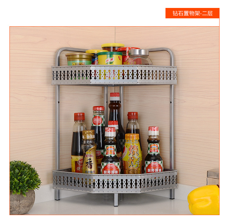Kệ bếp gắn tường giá lưu trữ gia vị sàn 3 tầng bếp cung cấp chân tường giá đỡ góc - Phòng bếp kệ để gia vị