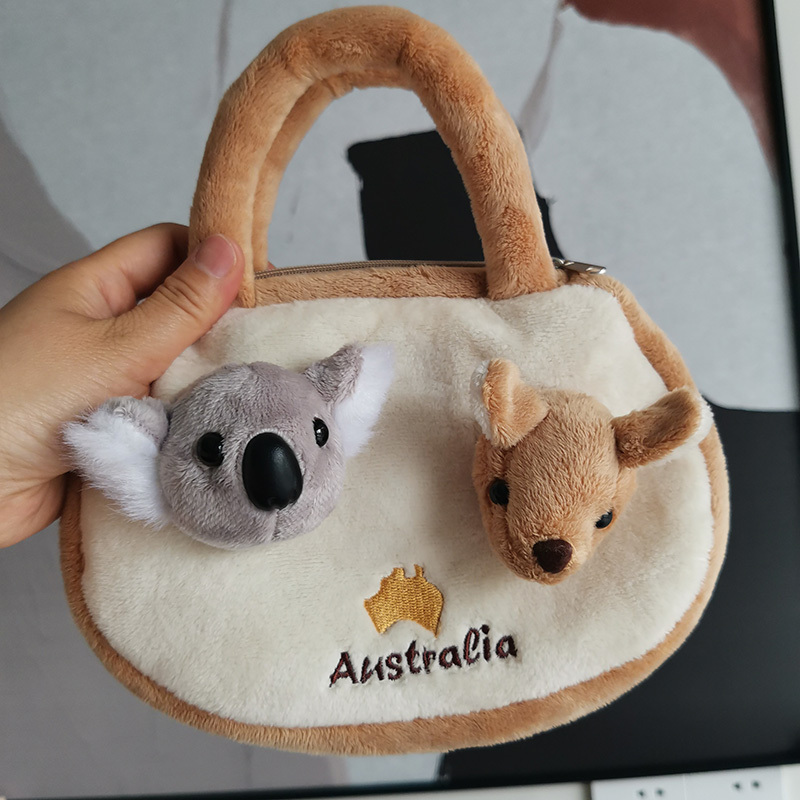 Australian Koala Handbag, Kangaroo Tote Bag, Plush Bag, Celebrity Style, Zipper Type Australian Koala Handbag, Kangaroo Tote Bag, Plush Bag, Celebrity Style, Zipper Type
