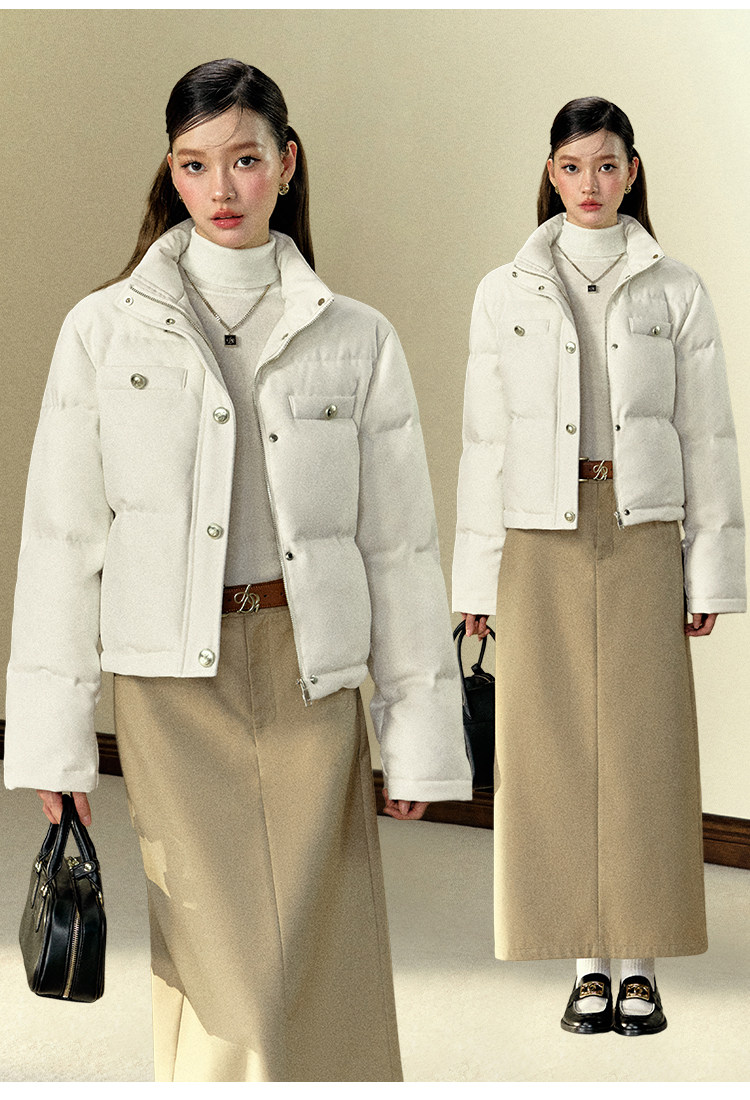 ANDYET AD1原創針織棉服短款寬松外套通勤純色簡約氣質百搭夾克女|棉衣/棉服|ETMall東森購物網