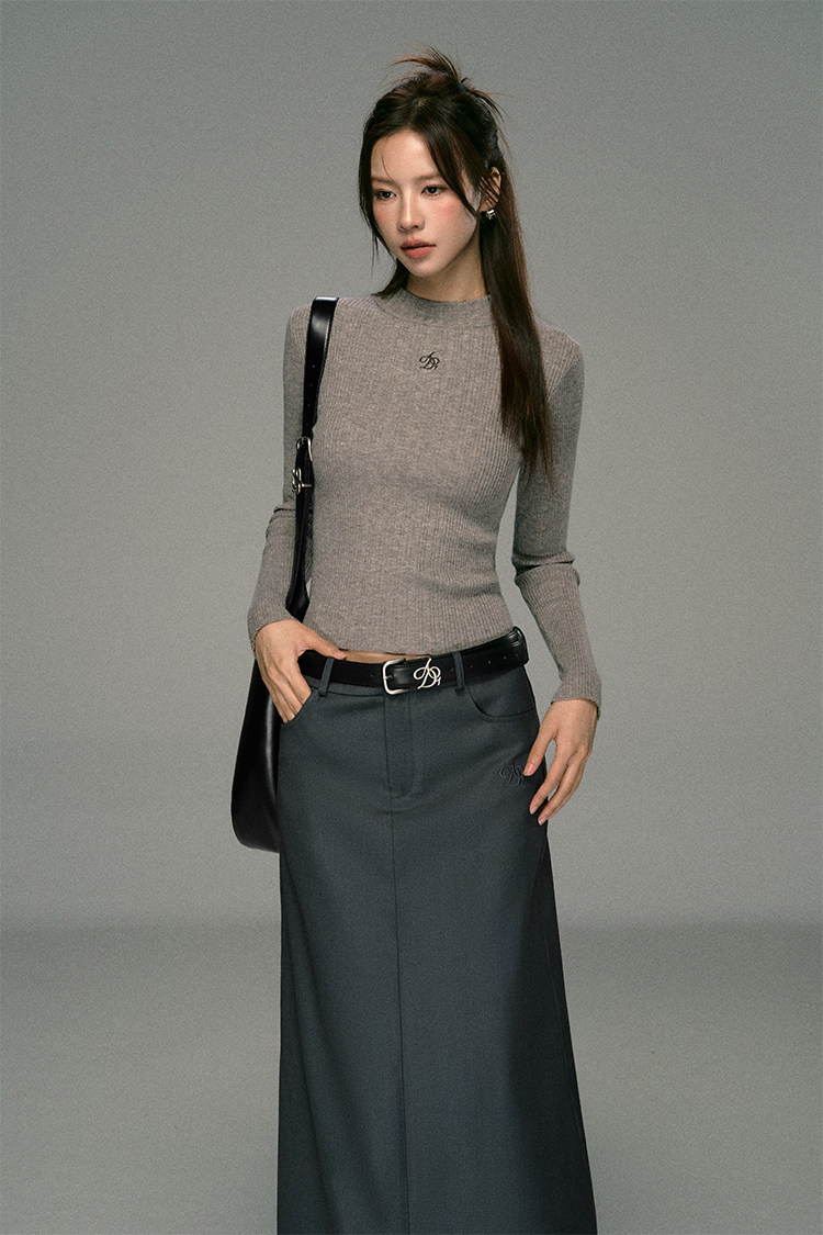 ANDYET AD1原創復古純色半高領打底衫女修身圓領內搭針織長袖上衣|毛衣|ETMall東森購物網