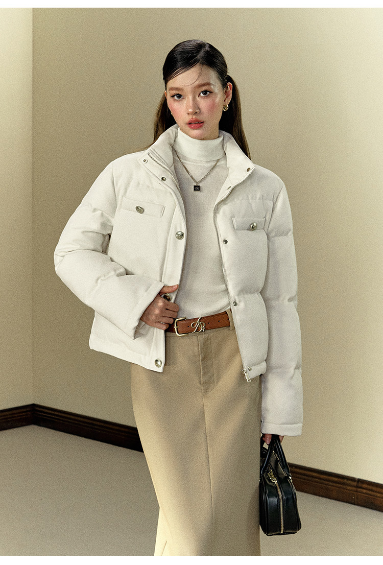 ANDYET AD1原創針織棉服短款寬松外套通勤純色簡約氣質百搭夾克女|棉衣/棉服|ETMall東森購物網