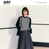 Andyet Ad1 Черно -белый полосатый круглый воротник с длинным рукавом T -For