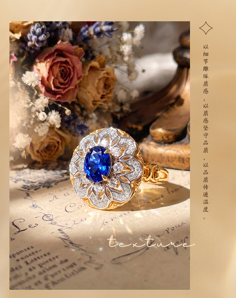 Кольцо WD Fine Jewelry с синим сапфиром и бриллиантами из золота 18K