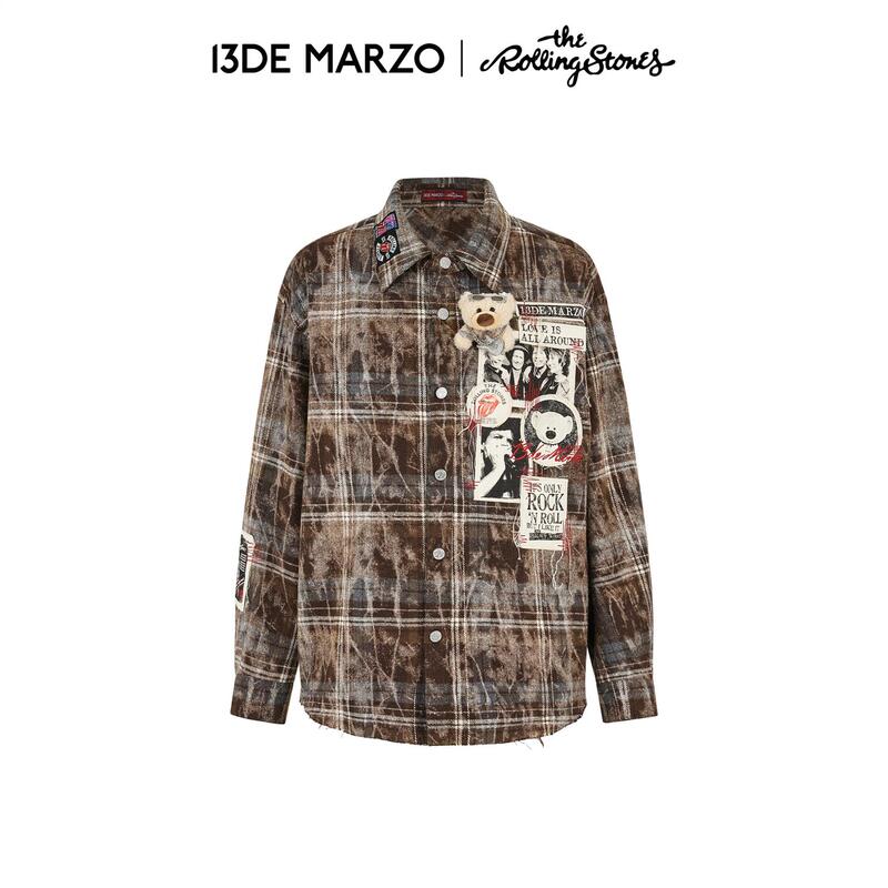 13De March X the Rolling Stones Collaboration Series 2026 Autumn/Winter New Patched Distressed Shirt Jacket