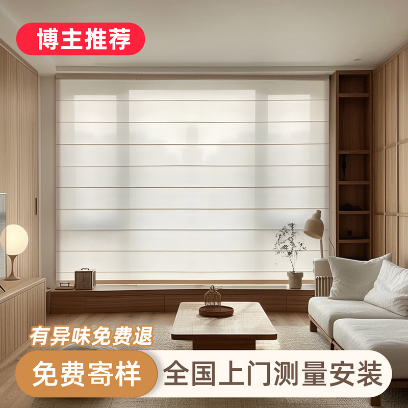 Japanese-Style Linen Roman Blinds, Blackout Sheer Curtains, Light-Transmitting but Not See-Through, for Living Room and Bedroom, Sunshade Electric Blinds