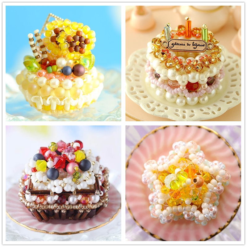 DIY Bead Stringing Kit with Japanese Cake Ingredients, Imported Beads, Sunflower/Pentagram/Birthday Cake 4 Styles, Japanese Style DIY Bead Stringing Kit with Japanese Cake Ingredients, Imported Beads, Sunflower/Pentagram/Birthday Cake 4 Styles, Japanese Style