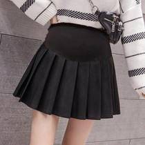 Pregnant women skirt 2021 new autumn and winter tide mother pregnant women wear spring and autumn belly hairy pleated short skirt