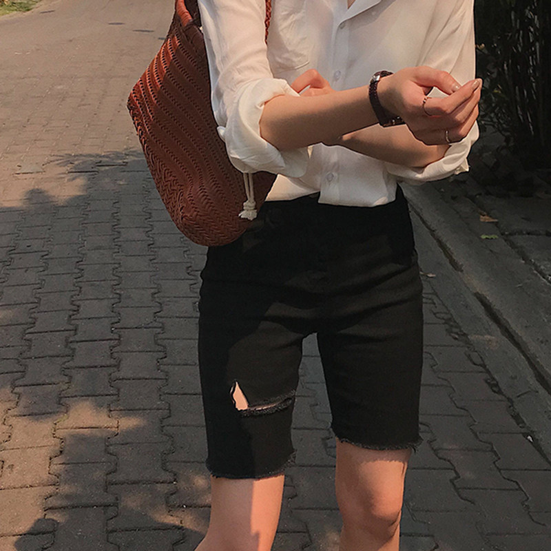 Maternity short pants summer thin style outside wear maternity five-point pants summer wear new fashion belly denim ripped pants