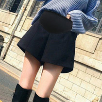 Pregnant womens shorts autumn and winter new fashion wear casual foreign style pregnant womens pants woolen boots pants belly wide leg shorts tide tide