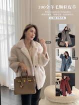 K Sister (small roll of roll) All wool granules 4-color selected warm upright collar length and hair plush jacket woman