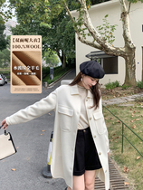 K Sister (water corrugated pure wool coat) Water corrugated full wool over the long and double face jacket