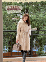 K Sister (day without falling grass down) imported ferrets 90 white duck suede to collect waist display slim and long down clothes