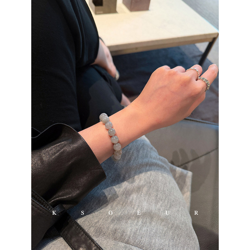Sister K Ksoeur【Absolute Purple】Hetian Jade Smoke Purple Bracelet Diversity Comes with Certificate Gift Box