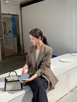 Sister K (Plaid tweed suit) dyed plaid tweed lapel loose suit jacket