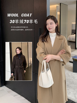 K Sister (cashmere coat) 30 cashmere 70 wool suit collar cashew slim great coat girl