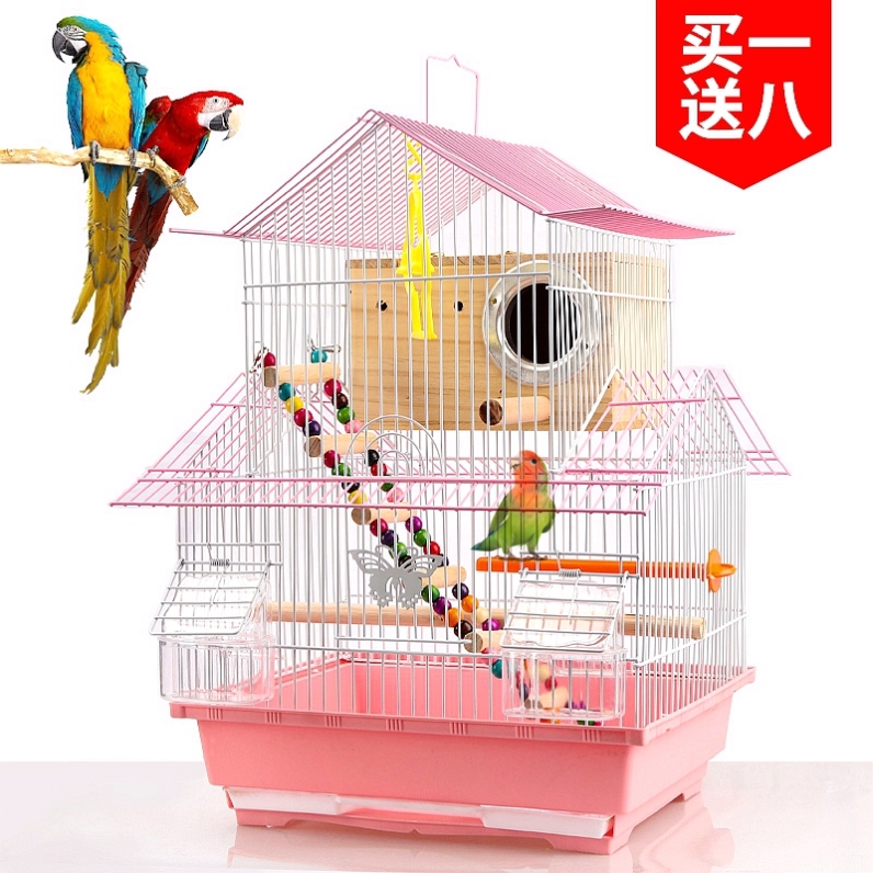 Advanced Bird Cage Boutique Embroidered Bird Roll-cage hibiscus Hibiscus Pearl Bird Special Large Ornamental Cage Easy To Clean Three Floors
