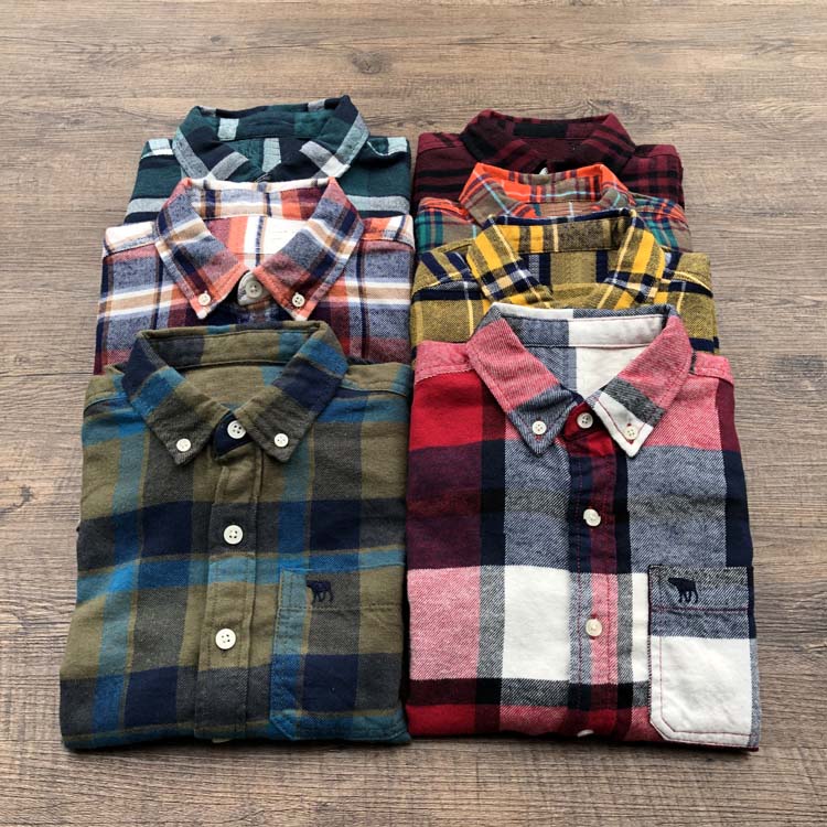 Good Good Cargo Boy Shirts European and American Fan Chunqiu New Grinding Mao Students Handsome Qi Tide Plaid Long Sleeves 