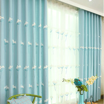 Simple Korean pastoral cotton linen towel embroidered dandelion cloth living room bedroom floor-to-ceiling custom childrens curtains