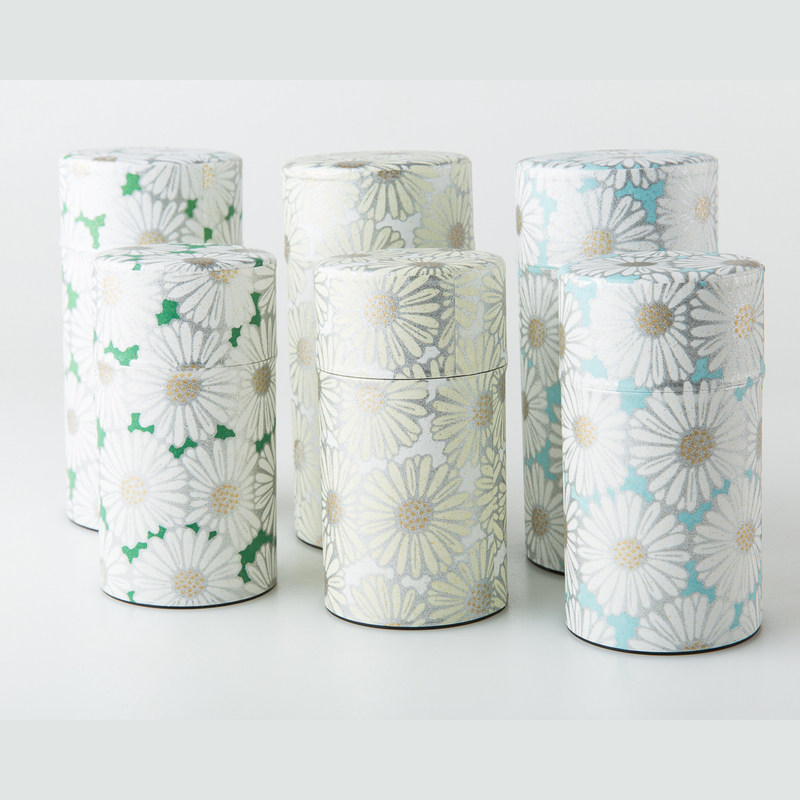Japan T NISHIKAWA Japanese traditional Mino and paper wind daisy tinned iron tea storage cans sealed cans