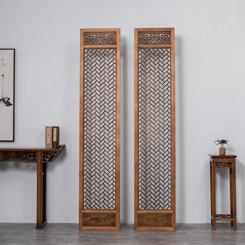 Imitation ancient screen partition Dongyang wood carving Chinese solid wood made of old flower lattice hollowed-out high-end home living room Xuanguan shooting-Taobao