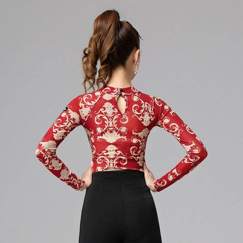 Danbao Ronaldo High -Necked Latin Dance упражнения женская весна и осенняя танцевальная куртка Новый национальный стандартный танце