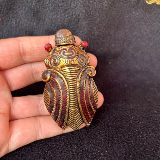 知了鼻烟壶带勺手把件古董老货鼻烟具配饰用品鼻壶装饰工艺品摆件